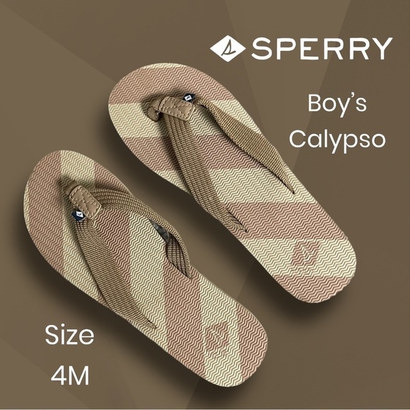 SPERRY Youth Calypso Sandals Size 4M Brown and Tan Like New! - Picture 2 of 11